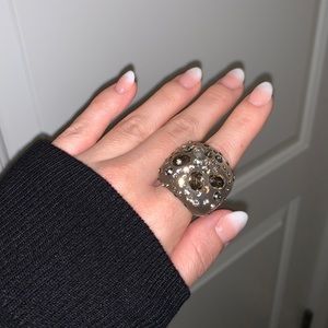 Authentic Alexis Bittar Lucite Multi-Crystal Statement Cocktail Ring